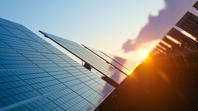 Renewable energy company using solar panels on accounting building