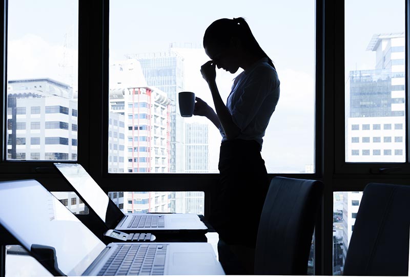 small business owner stressed after company up-scaling attempot
