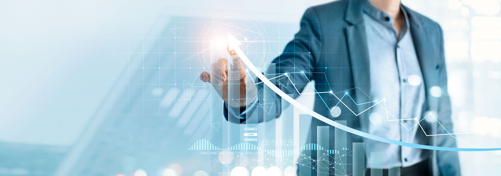 businessman with graphic overlay showing how to maximize profits in his business